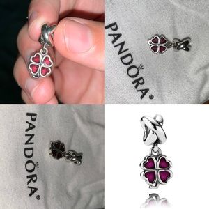 AUTHENTIC Pink Four Leaf Clover Charm PANDORA
